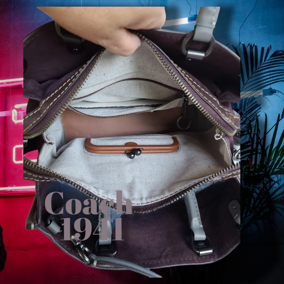 Coach 1941 Rogue Pebbled Heather Grey Leather W/Oxblood Suede#23755 - Picture 2 of 8